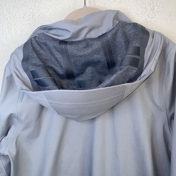 Lands End Men trench Coat Gray Packable Jacket M Snap outdoor classic - Picture 11 of 13